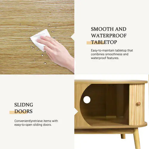 Rattan TV Stand For TVs Up To 75'', Modern Farmhouse Media Console, Entertainment Center With Solid Wood Legs, TV Cabinet For Living Room,Home Theatre