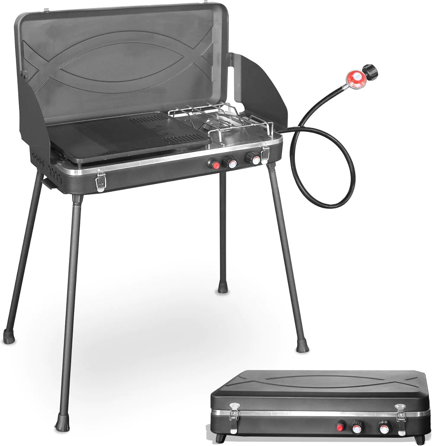 Thunderbay Gas Camping Stove 2-Burner Portable Propane Stove 20000 BTU Outdoor Backyard Cooking BBQ Picnics Grill Stove