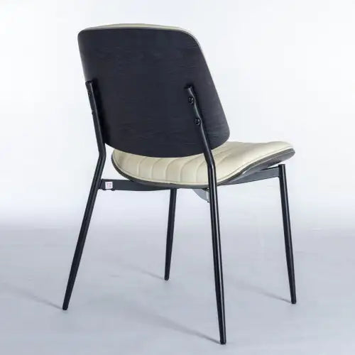 Dining Chairs Set Of 2 Mid Century Modern Retro Faux Leather Chair With Walnut Bentwood Back Upholstered Seat Metal Legs Adjustable Foot For Kitchen Dining Room Chairs