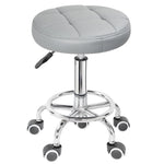 IBVIVIC PU Leahter Rolling Stool Height Adjustable Round Swivel Stools for Spa Salon Massage Work Chair with Foot Rest Grey