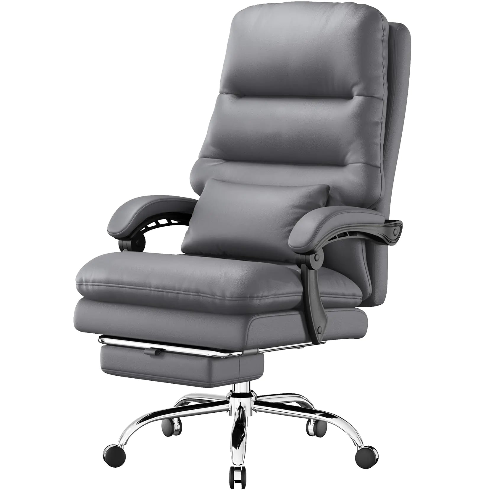 Ylzyxal Office Chair Big and Tall Office Desk Chair Ergonomic Office Chair 400LBS PU Leather Computer Chairs Executive Office Chair with Foot Rest and Lumbar Pillow (Premium Grey)