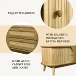 Rattan TV Stand For TVs Up To 75'', Modern Farmhouse Media Console, Entertainment Center With Solid Wood Legs, TV Cabinet For Living Room,Home Theatre