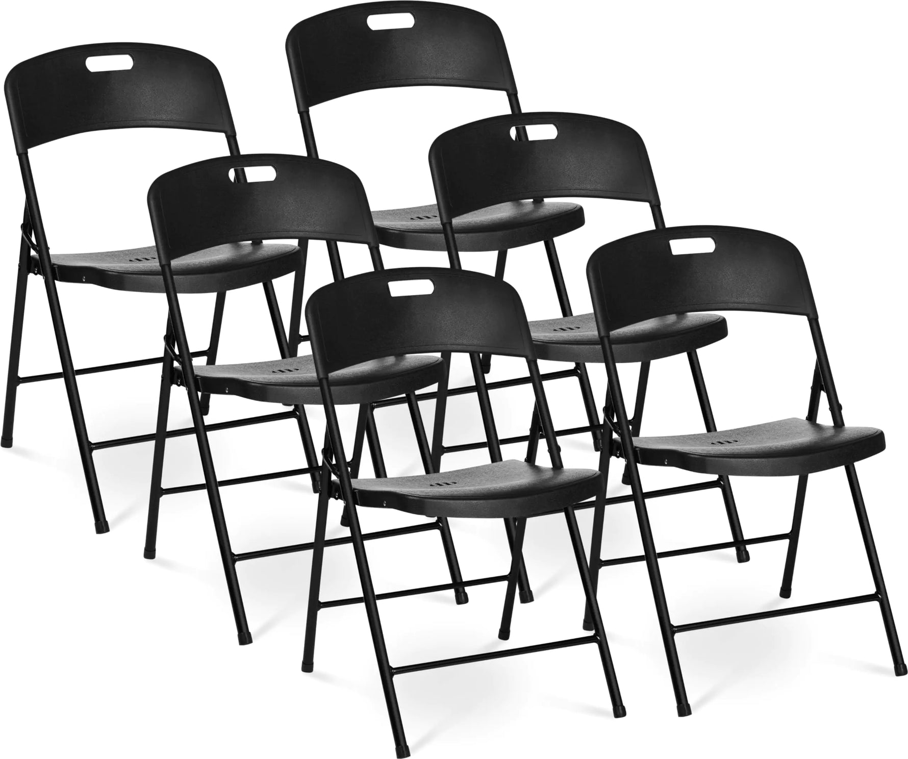 Oline Folding Chair Indoor Outdoor Plastic Commercial Stackable Foldable Guest Chairs for Events Office Wedding Party Picnic Kitchen Dining 350lb Capacity (Black 6 Pack)