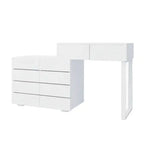 Extended Desktop 10 Drawers Chest Of Drawer Without Handle White Color Vanity