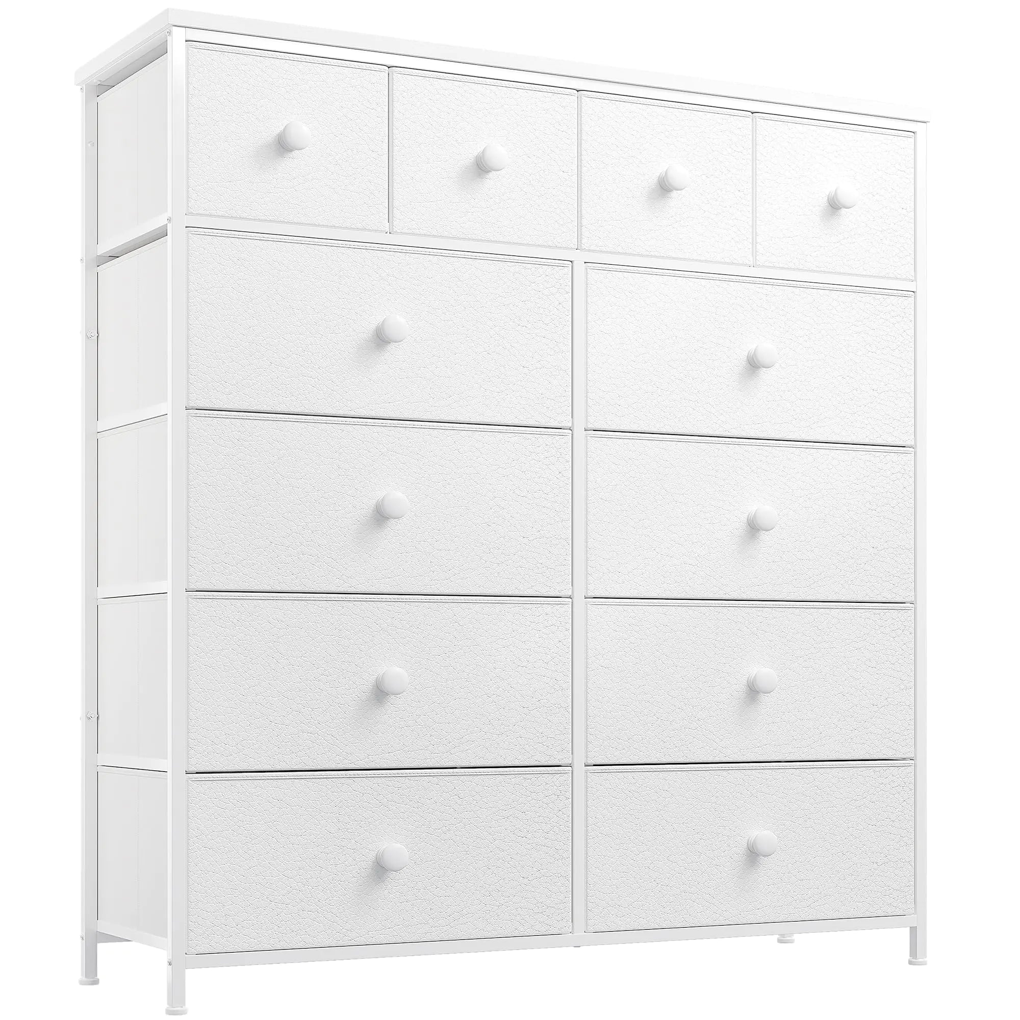 EnHomee DresserWhite Dresser for Bedroom with 12 DrawersTall Dressers for BedroomWhite Fabric Dressers & Chest of Drawers for BedroomClosetNurseryGirls