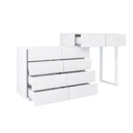 Extended Desktop 10 Drawers Chest Of Drawer Without Handle White Color Vanity