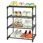 HITHIM 4-Tier Small Shoe Racks Narrow Shoe Rack for 6-8 Pairs Shoe StorageKids Shoe Racks for Small PlaceLightweight Stackable Shoe Shelf Organizer for ClosetBlack