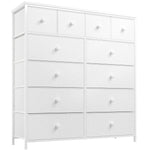 EnHomee DresserWhite Dresser for Bedroom with 12 DrawersTall Dressers for BedroomWhite Fabric Dressers & Chest of Drawers for BedroomClosetNurseryGirls