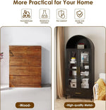 73In Tall Metal Arched Cabinet, Arched Display Pantry Cabinet With Glass Door, Modern Farmhouse Bookcase With 1 Drawer And 2 Adjustable Shelves For Living Room, Black, Assembly Required