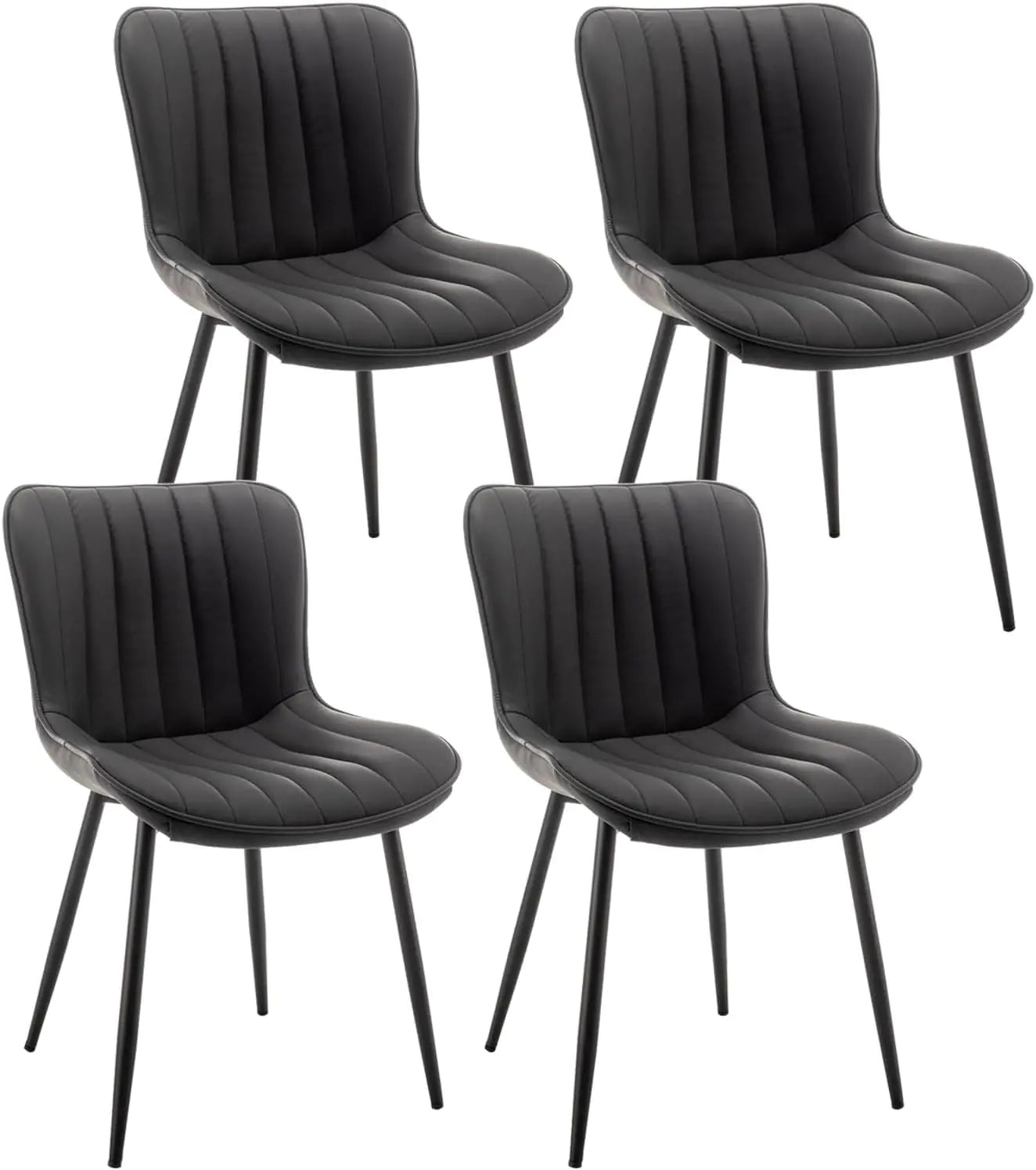 Cinxzar Leather Dining Chairs Set of 4 Upholstered Dining Room Chairs with Metal Legs Modern Dining Chair for Dining Room Kitchen (Black)