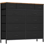 VASICAR Large Dresser for Bedroom with 12 Deep Drawers Tall Fabric Drawer Dresser Chest of Drawers for Closet Nursery Living Room Laundry Entryway Hallway (Black)