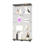 Double Door LED Light Glass Display Cabinet 4 With Mast, Floor To Ceiling Rare Bookshelves, Suitable For Living Room, Bedroom, Office