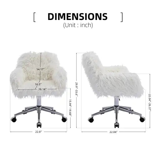 Modern Faux Fur Home Office Chairs, Hairy Chairs For Girls, Makeup Dressing Chairs